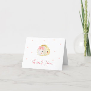 Pink Cute Little Dumpling Girl Baby Shower Letterpress Thank You Card