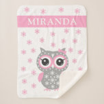Pink Cute Little Owl Baby Girl Sherpa Blanket at Zazzle