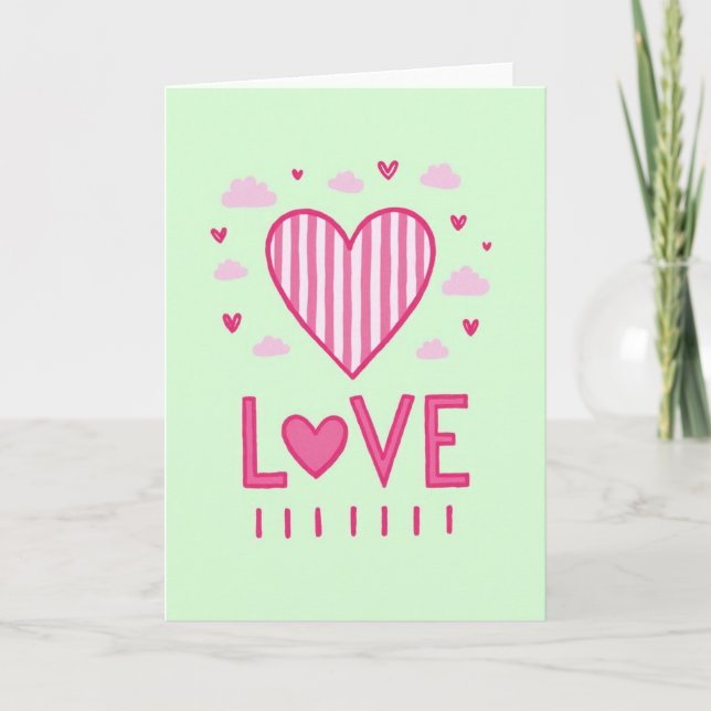 Pink Cute Love Heart Card (Front)