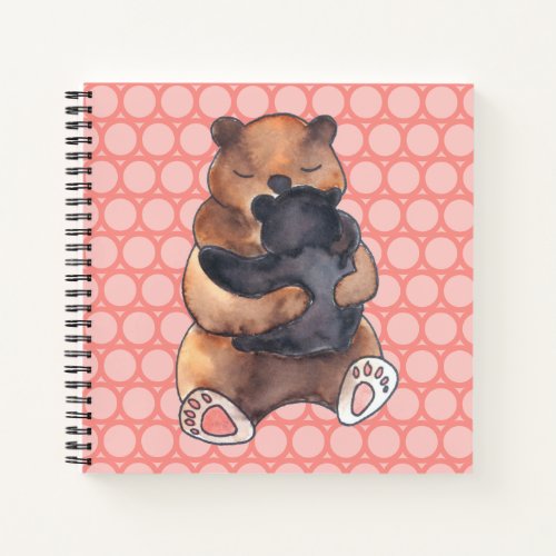 Pink Cute Mama Baby Bear Notebook