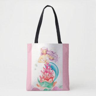 Pink Cute Mermaid Tote Bag