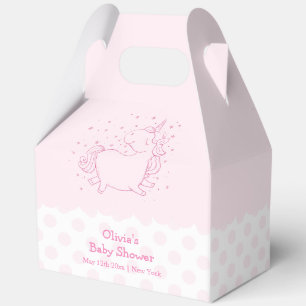 Pink Cute Modern Polka Dot Unicorn Baby Shower  Favor Boxes