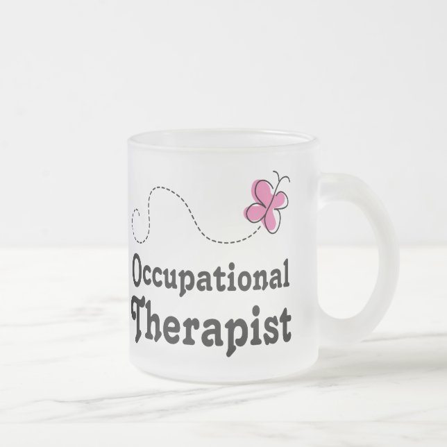 Pink Cute Occupational Therapist Frosted Glass Coffee Mug (Right)