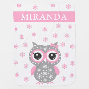 Pink Cute Owl Baby Girl Baby Blanket