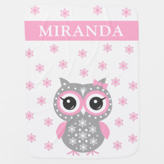 Pink Cute Owl Baby Girl Baby Blanket