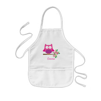 Pink Cute Owl Personalized Kids Apron