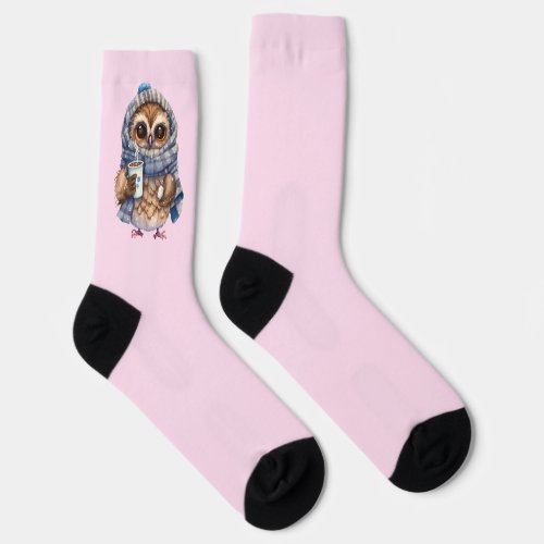 Pink Cute Owl  socks