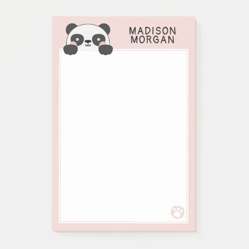 Pink Cute Panda Bear  Paws Add Your Name Post_it Notes