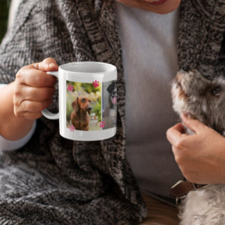 Pink Cute Paw Prints Four Pet Photos Coffee Mug