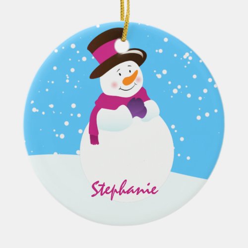 Pink Cute Penguin Christmas Ornament