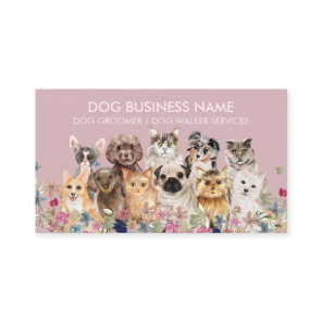 Pink Cute Pets Dogs Cats Breeds Business Card