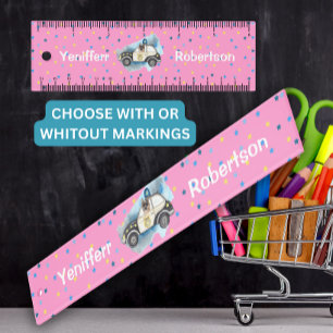 Pink Cute Police Car K9-unit Ruler