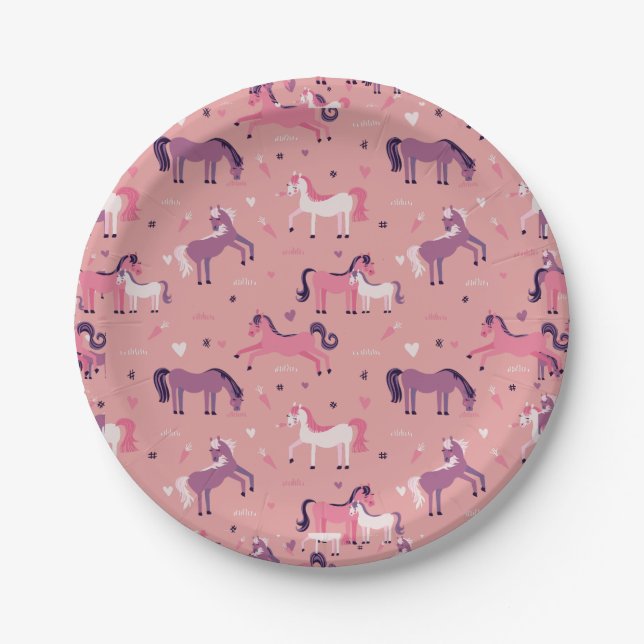 Pink Cute Pony Paper Plates (Front)