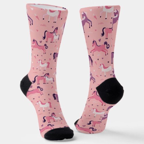 Pink Cute Pony Socks
