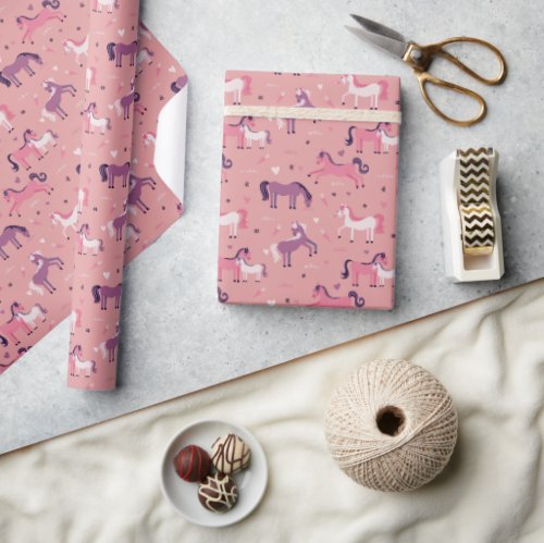 Pink Cute Pony Wrapping Paper