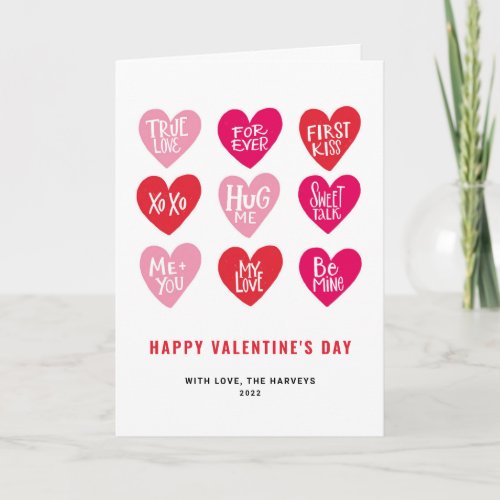 Pink Cute Quotes on Hearts Happy Valentines Day Holiday Card