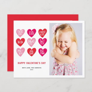 Pink Cute Quotes on Hearts Valentine's Day Card