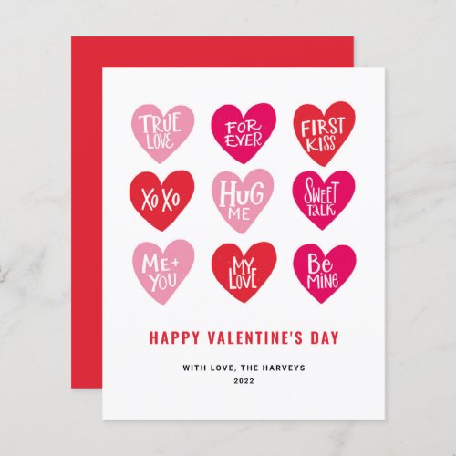 Pink Cute Quotes on Hearts Valentines Day Card