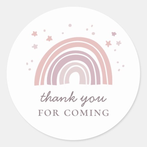 Pink cute rainbow Kids birthday party thank you Classic Round Sticker