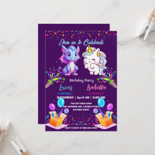 Pink Cute Rainbow Unicorn dinosaurs 2nd Birthday 