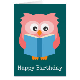 Pink cute reading owl cards