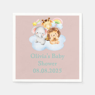 Pink cute safari animals napkins