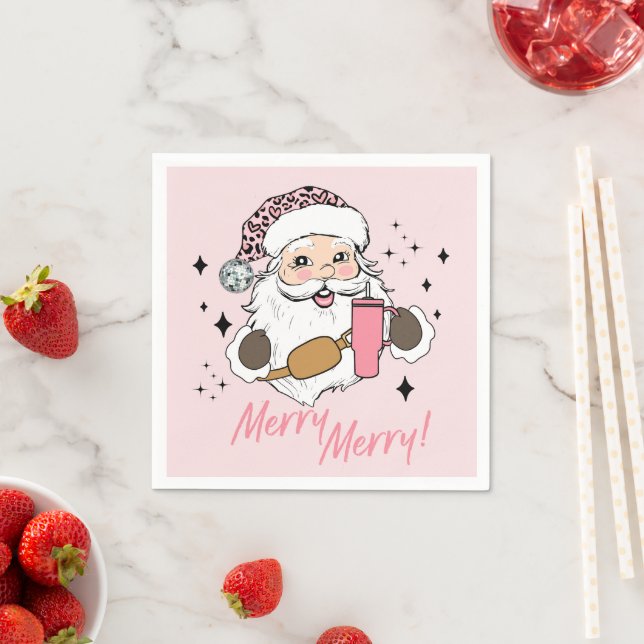 Pink Cute Santa, Boujee Santa w/ Stanley Belt Bag Napkins (Insitu)