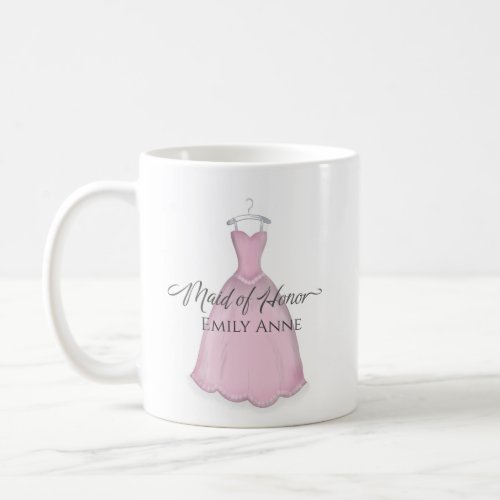 Pink Cute Simple Maid Of Honor Bridesmaid Custom Coffee Mug