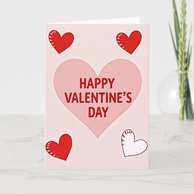 Pink Cute Simple Valentines Day Card (Front)