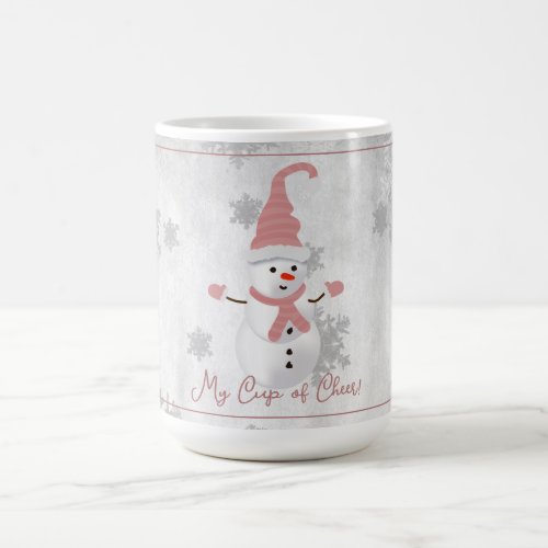 Pink Cute Snowman Holiday Mug