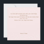 Pink Cute Snowman Long Text First Girl Christmas Card<br><div class="desc">Christmas card with an adorable vintage snowman in pink for baby and little girls. Easily personalize this Christmas card with your own text. This Card is for a long text  - Kate Eden Art.</div>