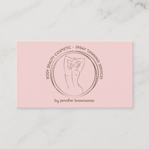 Pink Cute Spray Tan Body Sculpting Contouring Business Card
