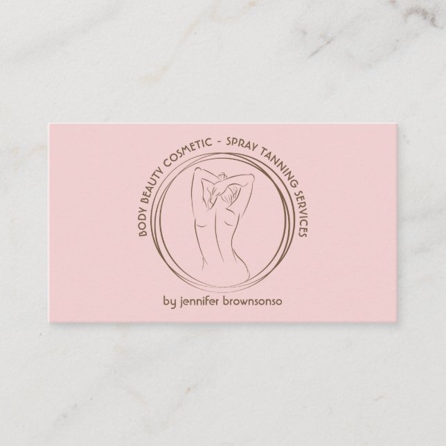 Pink Cute Spray Tan Body Sculpting Contouring Business Card (Front)
