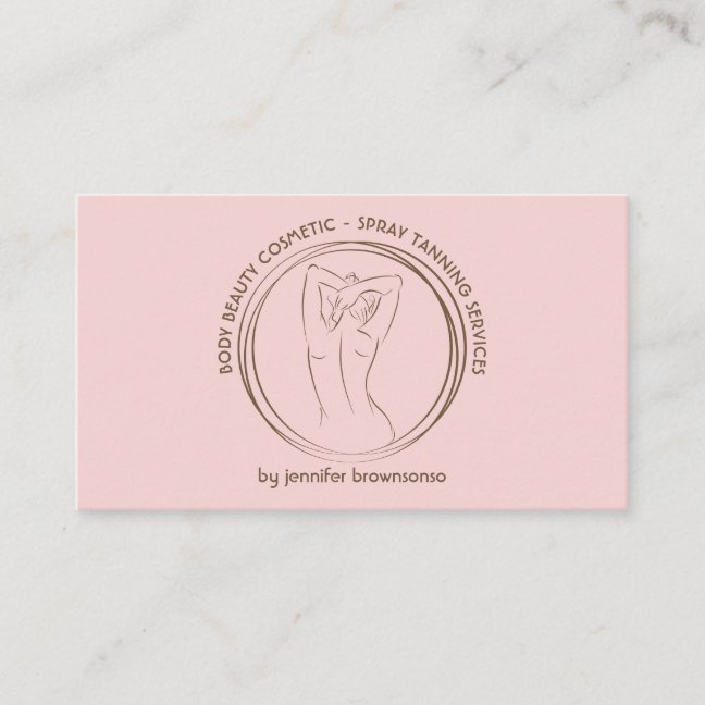 Pink Cute Spray Tan Body Sculpting Contouring Business Card