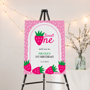 Pink Cute Strawberry Girl 1st Birthday Foam Board