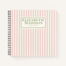 Pink Cute Striped Custom  Notebook