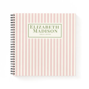 Pink Cute Striped Custom  Notebook