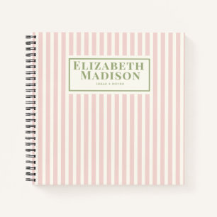 Pink Cute Striped Custom  Notebook