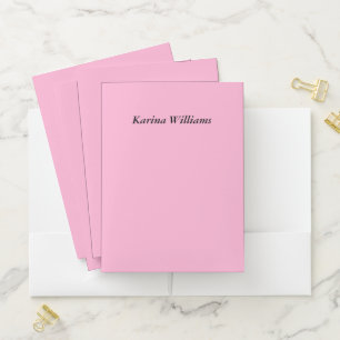 Pink Cute Stylish Chic Trendy Kids Girly Feminine Pocket Folder