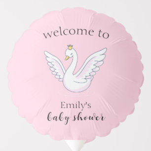 Pink Cute Sweet Princess Swan Baby Shower Welcome Balloon