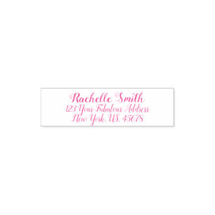 Pink Cute Swirly Doodles Custom Return Address Self-inking Stamp