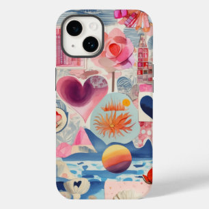 Pink Cute Trendy Preppy Collage Scrapbook Case-Mate iPhone 14 Case