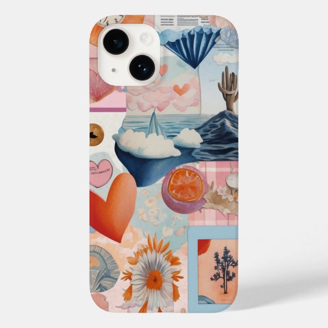 Pink Cute Trendy Preppy Collage Scrapbook Case-Mate iPhone Case (Back)