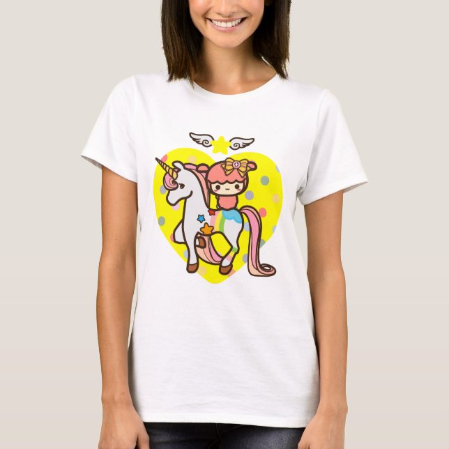 Pink cute unicorn and kawaii pet T-Shirt (Front)