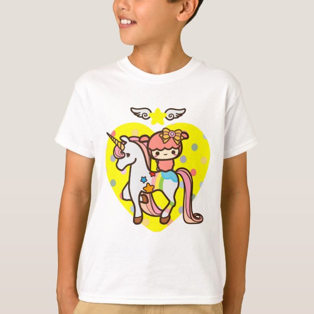 Pink cute unicorn and kawaii pet T-Shirt (Front)