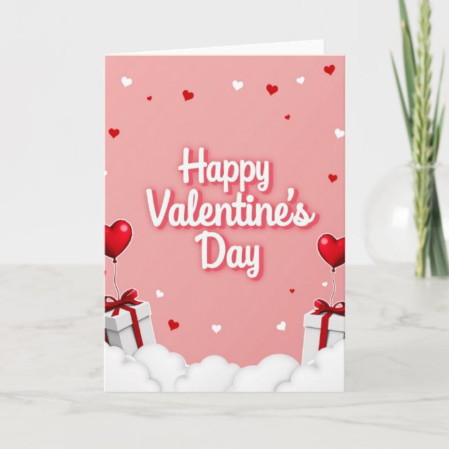 Pink Cute Valentines Day Gifts Card (Front)