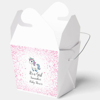 Pink cute watercolor unicorn baby shower Favor Boxes