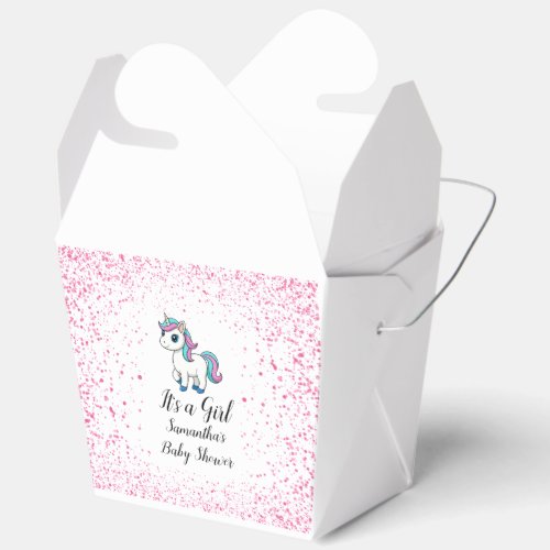 Pink cute watercolor unicorn baby shower Favor Boxes