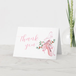 Pink Cute Winter Ballerina Tutu Cold Baby Shower Letterpress Thank You Card
