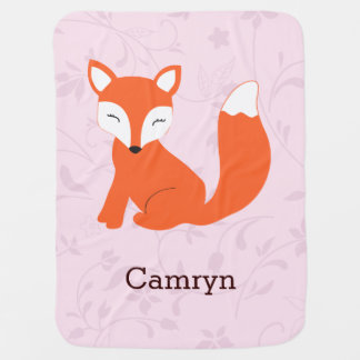 Pink Cute Woodland Fox Baby Blanket